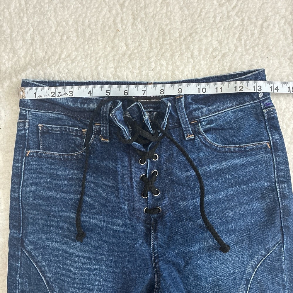 Lucky Brand Lace-Up Denim Jeans Dark Wash with Curved Seams & Flared Scallop Hem - Picture 4 of 7